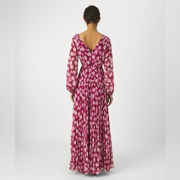 Anthropologie MLMonique Lhuillier Melanie Long-Sleeve V-Neck A-Line / size 6 - Picture 6 of 13